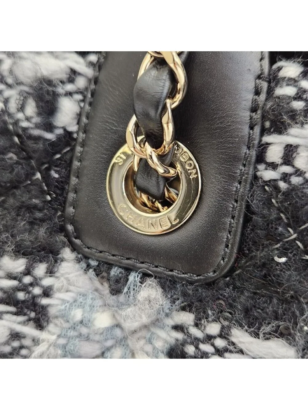 Chanel Coco Neige Collection Tweed Quilted Tote Black